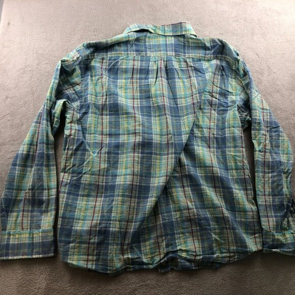 J.Crew Mens Shirt Size XL Plaid Long Sleeve Button Up Green Western Casual Y2K - Picture 10 of 10